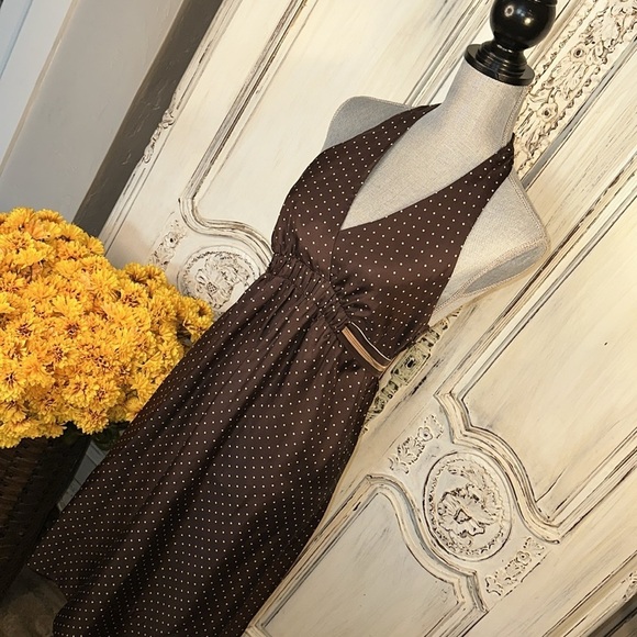 BCBG MAXAZRIA 100% Silk Polka Dots Halter Dress Balletcore Events Feminine S/4 - Picture 3 of 10